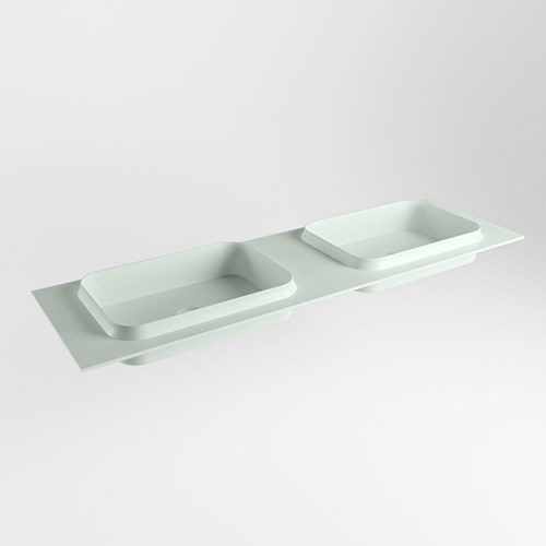 RIDGE Greey solid surface inbouw / inleg wastafel 160cm. Positie wasbak dubbel.
