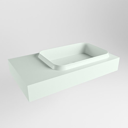RIDGE Greey vrijhangende solid surface wastafel 81cm. Positie wasbak rechts.