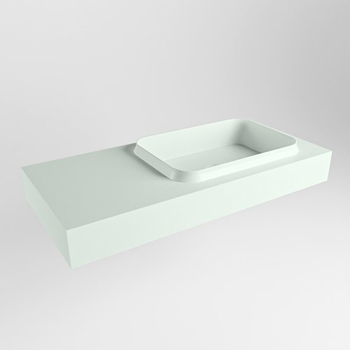RIDGE Greey vrijhangende solid surface wastafel 101cm. Positie wasbak rechts.