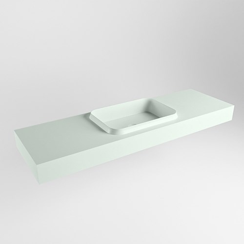 RIDGE Greey vrijhangende solid surface wastafel 151cm. Positie wasbak midden.