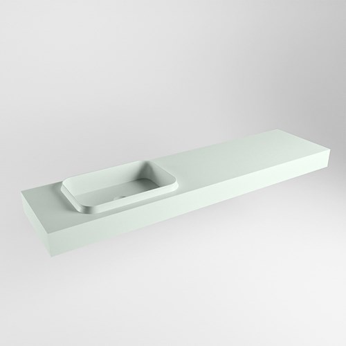 RIDGE Greey vrijhangende solid surface wastafel 180cm. Positie wasbak links.