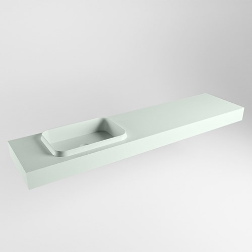 RIDGE Greey vrijhangende solid surface wastafel 190cm. Positie wasbak links.
