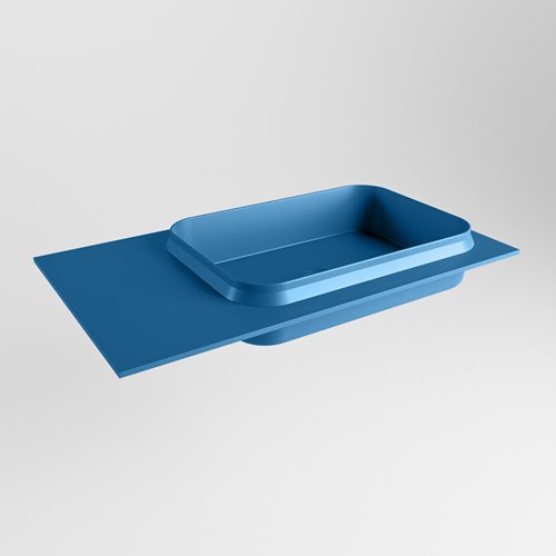 RIDGE Jeans solid surface inbouw / inleg wastafel 80cm. Positie wasbak rechts.