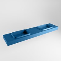 RIDGE Jeans freihängend Waschtisch aus solid surface (mineralwerkstoff) 200cm. Waschbeckenposition Doppelt rand 12cm hoch.