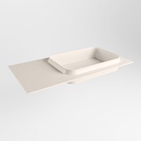 RIDGE Linen solid surface inbouw / inleg wastafel 91cm. Positie wasbak rechts.