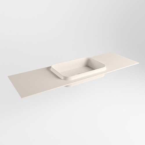 RIDGE Linen solid surface inbouw / inleg wastafel 141cm. Positie wasbak midden.