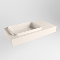 RIDGE Linen vrijhangende solid surface wastafel 91cm. Positie wasbak links.