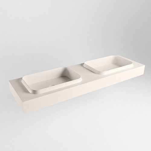 RIDGE Linen Lavabo mural solid surface 160cm. Position lavabo Double.