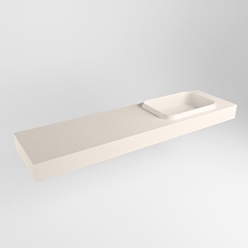 RIDGE Linen Lavabo suspendido de solid surface 171cm. Posición del fregadero Derecho borde de 12cm de alto.