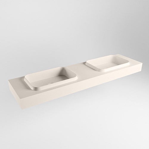 RIDGE Linen vrijhangende solid surface wastafel 180cm. Positie wasbak dubbel.