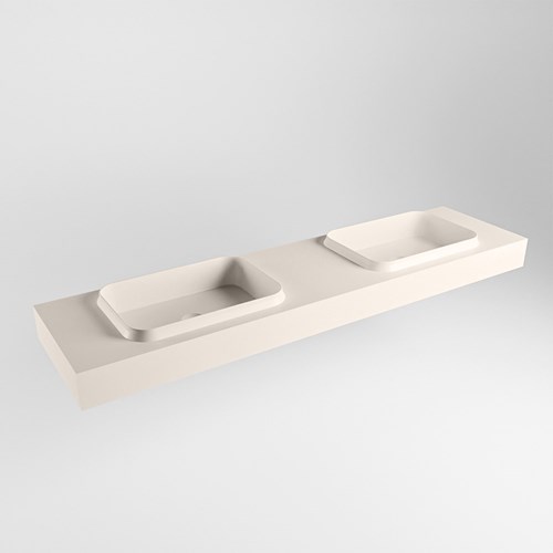 RIDGE Linen Lavabo sospeso à parete solid surface 191cm. Posizione lavabo Doppio.