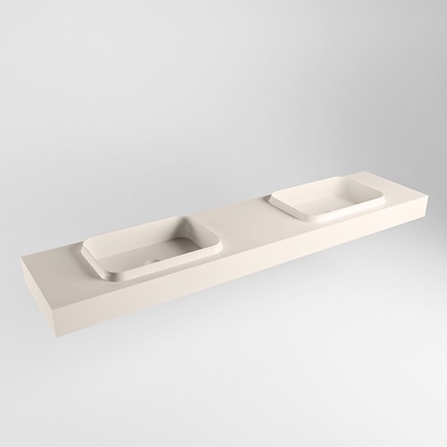 RIDGE Linen Lavabo sospeso à parete solid surface 200cm. Posizione lavabo Doppio.