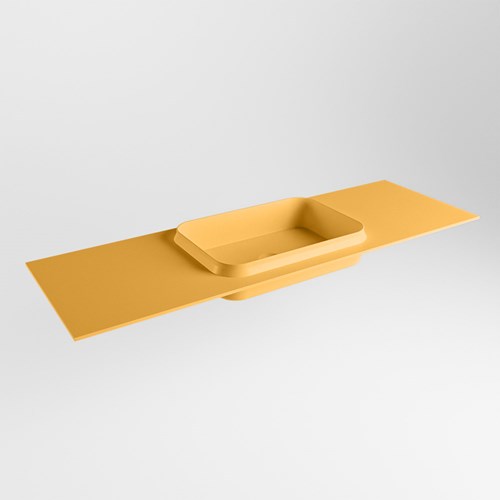 RIDGE Ocher solid surface inbouw / inleg wastafel 140cm. Positie wasbak midden.