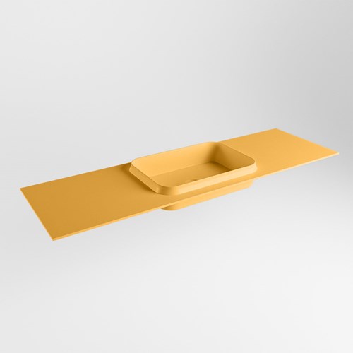 RIDGE Ocher Einbauwaschbecken aus solid surface (mineralwerkstoff) 150cm. Waschbeckenposition Mittig.
