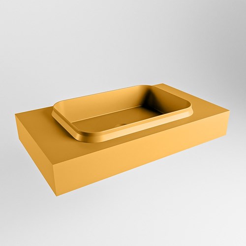 RIDGE Ocher Lavabo mural solid surface 81cm. Position lavabo Centrée.