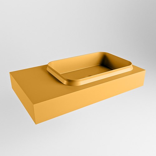 RIDGE Ocher Wall-Hung Basin solid surface 80cm. Position basin Right.