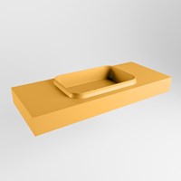 RIDGE Ocher freihängend Waschtisch aus solid surface (mineralwerkstoff) 111cm. Waschbeckenposition Mittig rand 12cm hoch.