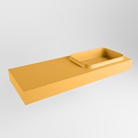 RIDGE Ocher freihängend Waschtisch aus solid surface (mineralwerkstoff) 120cm. Waschbeckenposition Rechts rand 12cm hoch.