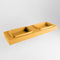 RIDGE Ocher freihängend Waschtisch aus solid surface (mineralwerkstoff) 160cm. Waschbeckenposition Doppelt rand 12cm hoch.