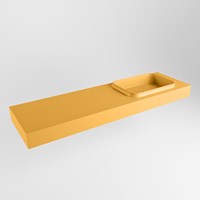 RIDGE Ocher freihängend Waschtisch aus solid surface (mineralwerkstoff) 160cm. Waschbeckenposition Rechts rand 12cm hoch.