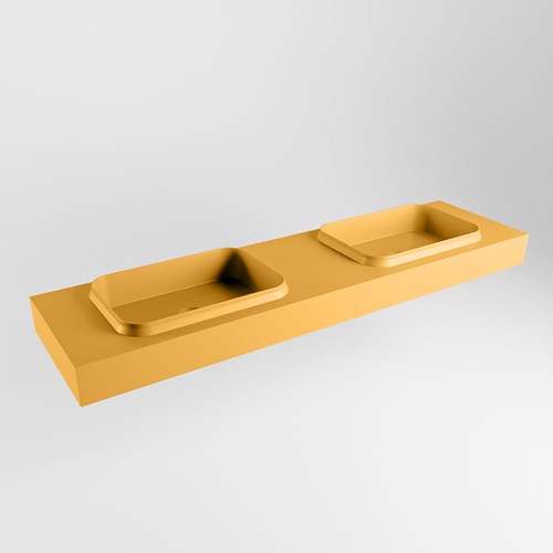 RIDGE Ocher Wall-Hung Basin solid surface 180cm. Position basin Double.