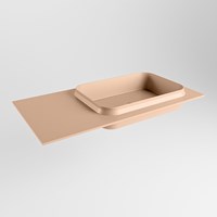 RIDGE Rosee solid surface inbouw / inleg wastafel 90cm. Positie wasbak rechts.