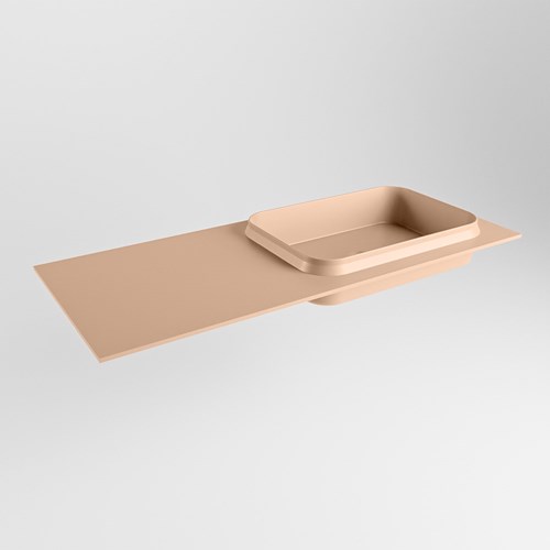 RIDGE Rosee solid surface inbouw / inleg wastafel 110cm. Positie wasbak rechts.