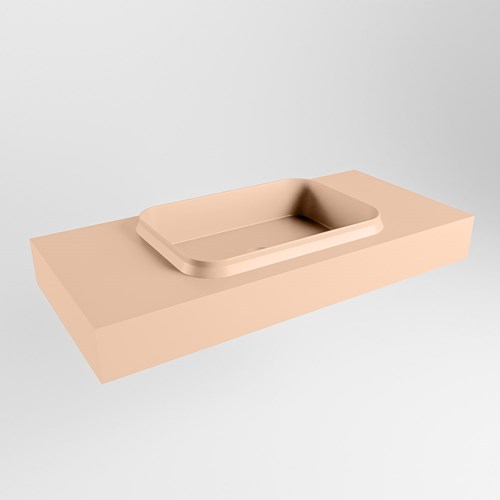 RIDGE Rosee vrijhangende solid surface wastafel 101cm. Positie wasbak midden.