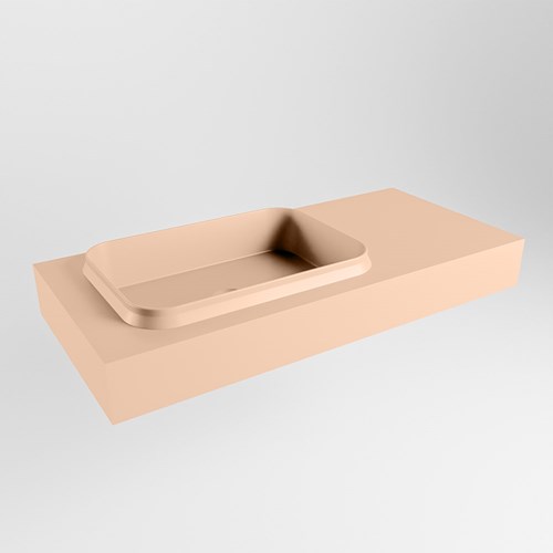 RIDGE Rosee vrijhangende solid surface wastafel 101cm. Positie wasbak links.