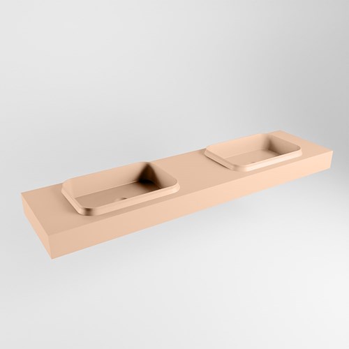 RIDGE Rosee freihängend Waschtisch aus solid surface (mineralwerkstoff) 191cm. Waschbeckenposition Doppelt rand 12cm hoch.