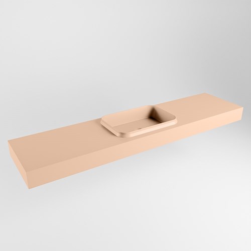 RIDGE Rosee vrijhangende solid surface wastafel 191cm. Positie wasbak midden.