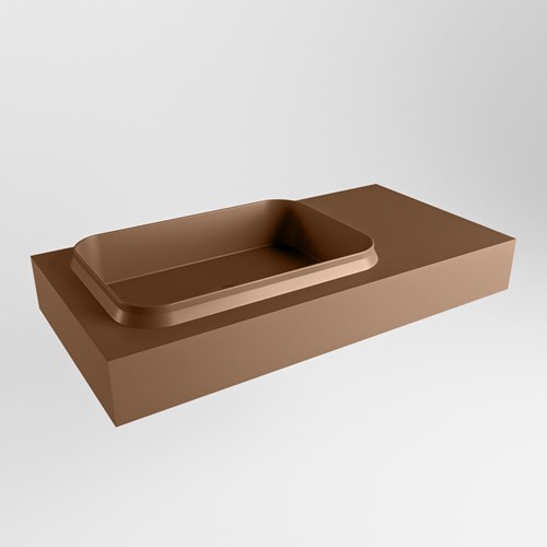 RIDGE Rust vrijhangende solid surface wastafel 90cm. Positie wasbak links.