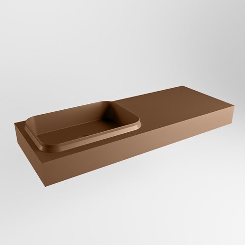 RIDGE Rust vrijhangende solid surface wastafel 121cm. Positie wasbak links.