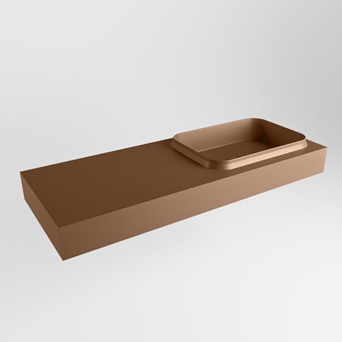 RIDGE Rust freihängend Waschtisch aus solid surface (mineralwerkstoff) 120cm. Waschbeckenposition Rechts rand 12cm hoch.