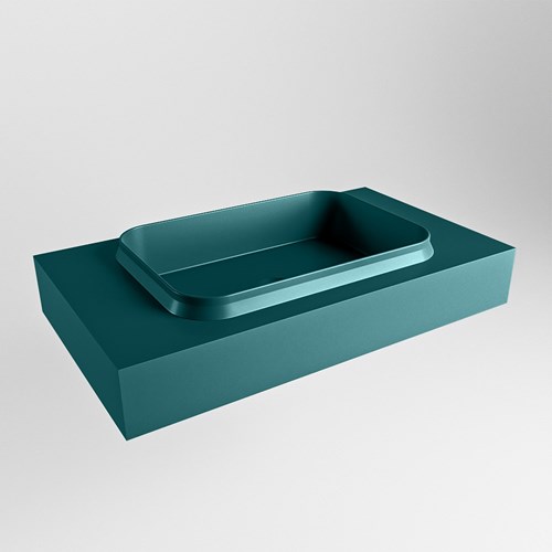 RIDGE Smag vrijhangende solid surface wastafel 81cm. Positie wasbak midden.