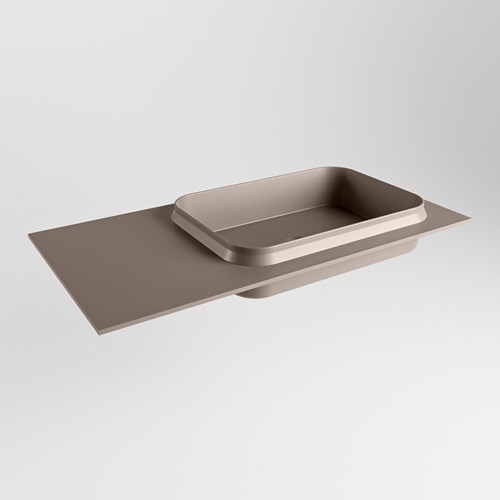 RIDGE Smoke solid surface inbouw / inleg wastafel 91cm. Positie wasbak rechts.
