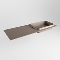 RIDGE Smoke solid surface inbouw / inleg wastafel 121cm. Positie wasbak rechts.