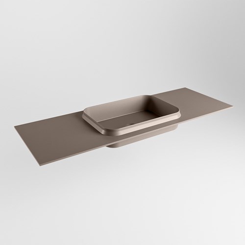 RIDGE Smoke solid surface inbouw / inleg wastafel 130cm. Positie wasbak midden.