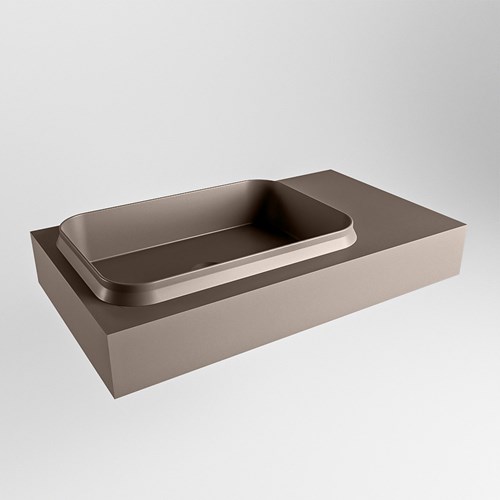 RIDGE Smoke vrijhangende solid surface wastafel 80cm. Positie wasbak links.