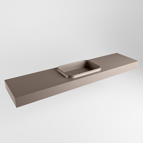 RIDGE Smoke vrijhangende solid surface wastafel 190cm. Positie wasbak midden.