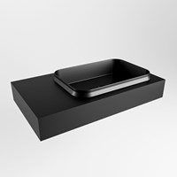 RIDGE Urban freihängend Waschtisch aus solid surface (mineralwerkstoff) 80cm. Waschbeckenposition Rechts rand 12cm hoch.