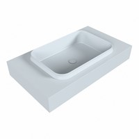 RIDGE Clay vrijhangende solid surface wastafel 80cm. Positie wasbak midden.