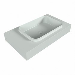 RIDGE Greey vrijhangende solid surface wastafel 80cm. Positie wasbak rechts.