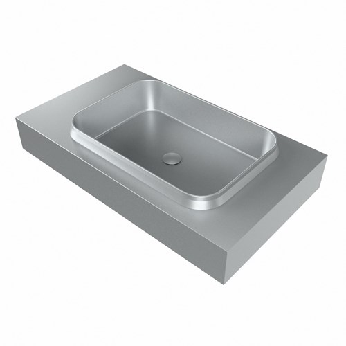 RIDGE Plata vrijhangende solid surface wastafel 80cm. Positie wasbak rechts.-3