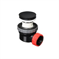 Platzsparender Klicksiphon 6,7cm hoch, solid surface rund farbe Black Messing