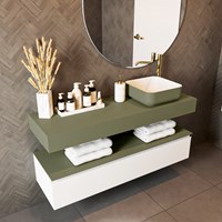 TOP 30 Army wall-hung solid surface module / shelf 130cm. Thickness 12cm. Suitable for countertop basin.-2