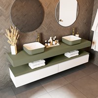 TOP 41 Army solid surface étagère suspendu 200cm. Épaisseur 12cm. Convient pour une vasque à poser.-2