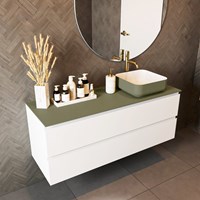 TOP 46 Army solid surface Waschtischplatten 131cm. Blattdicke 0,9cm. Top passend für Abdeckplatte | Waschbecken.