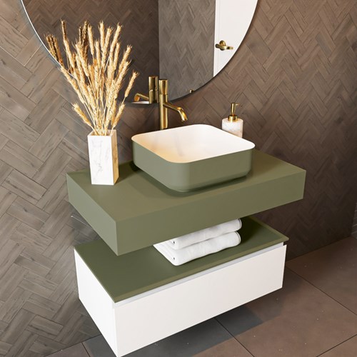 TOP 46 Army solid surface sospeso mensola 80cm. Spessore 12cm. Adatto per lavabo da appoggio.-2