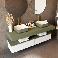 TOP 51 Army solid surface étagère suspendu 160cm. Épaisseur 12cm. Convient pour une vasque à poser.-2